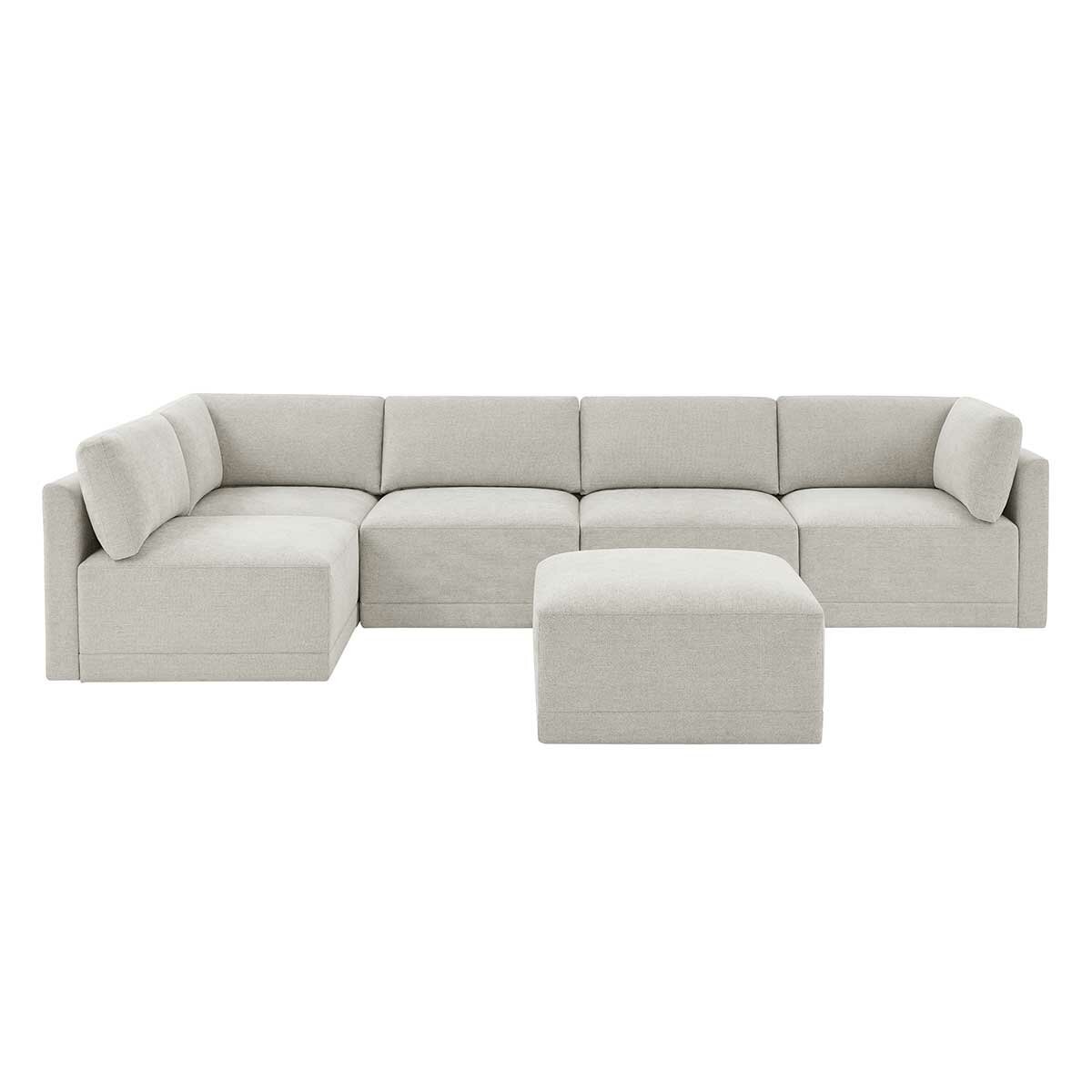 Thomasville 6PC Fabric Modular Sectional with Ottoman Light Grey