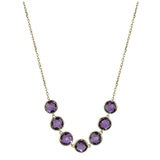 14KT Yellow Gold Amethyst Round Bezel Necklace