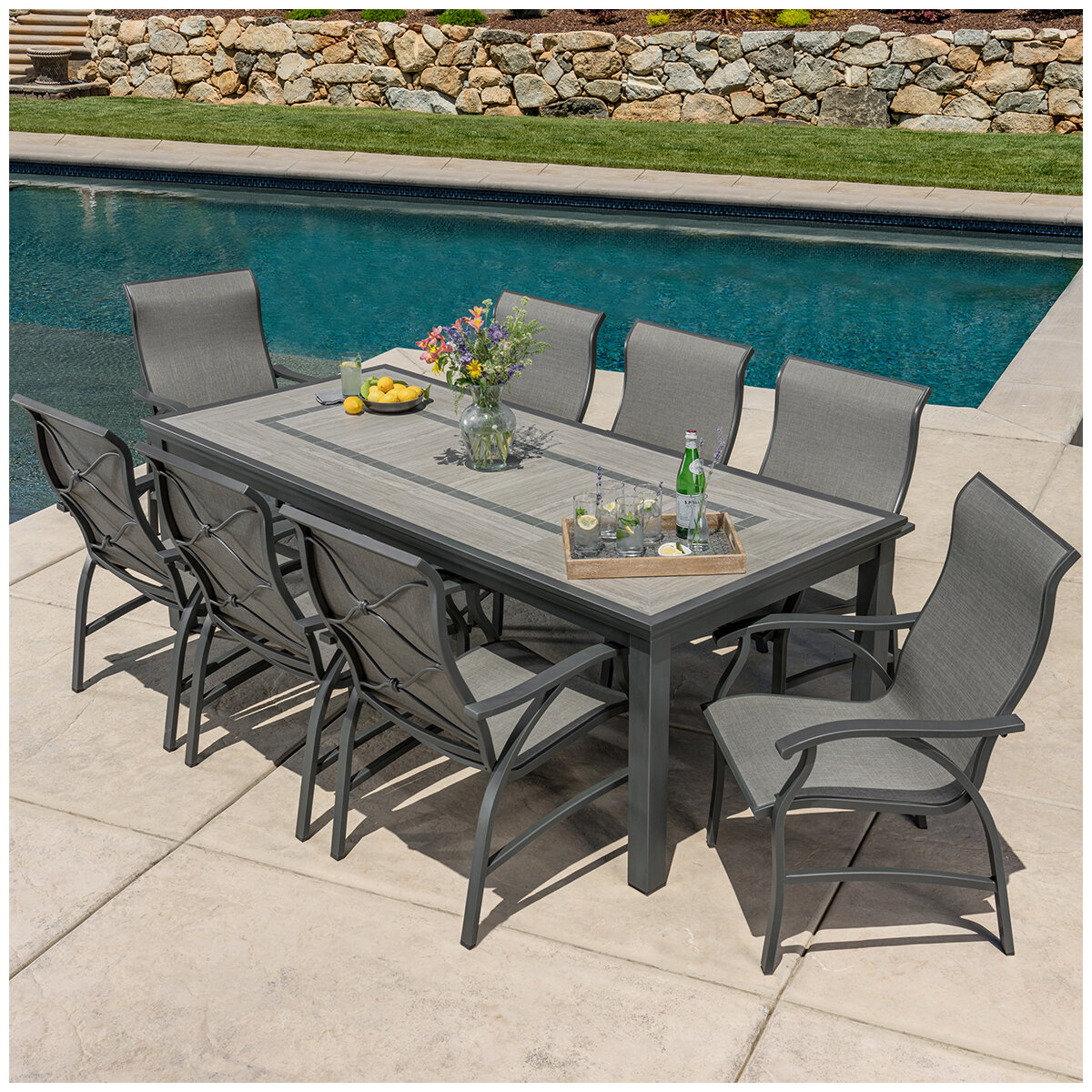 SunVilla Kingston Sling 9 Piece Dining Set Costco Austr