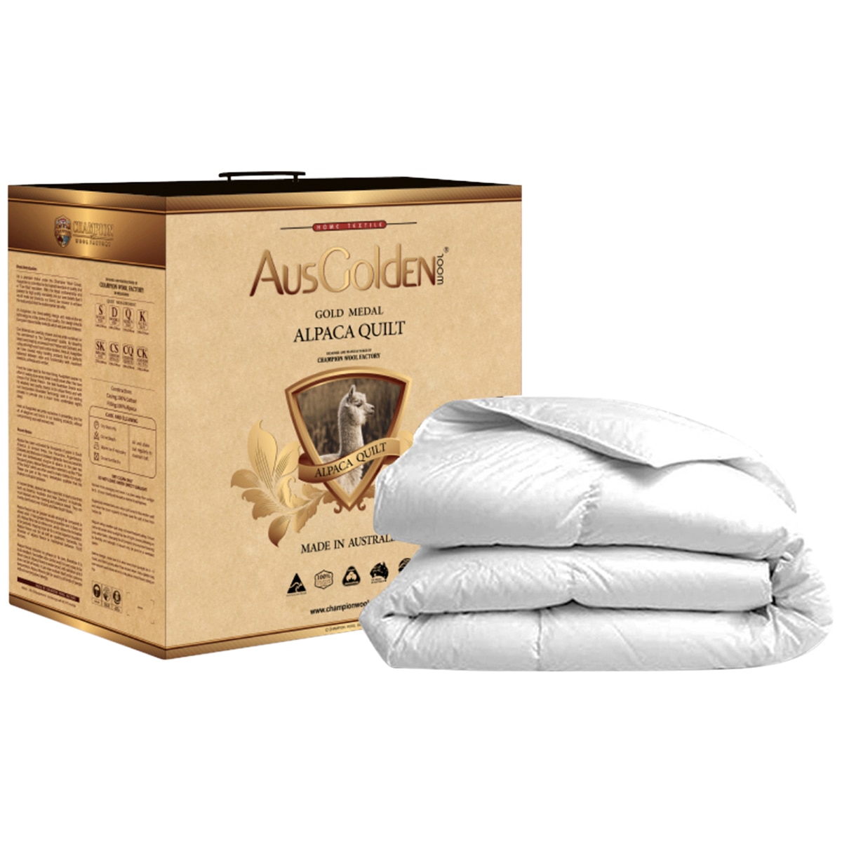 Ausgolden Gold Medal Pure Alpaca Winter Quilt Queen