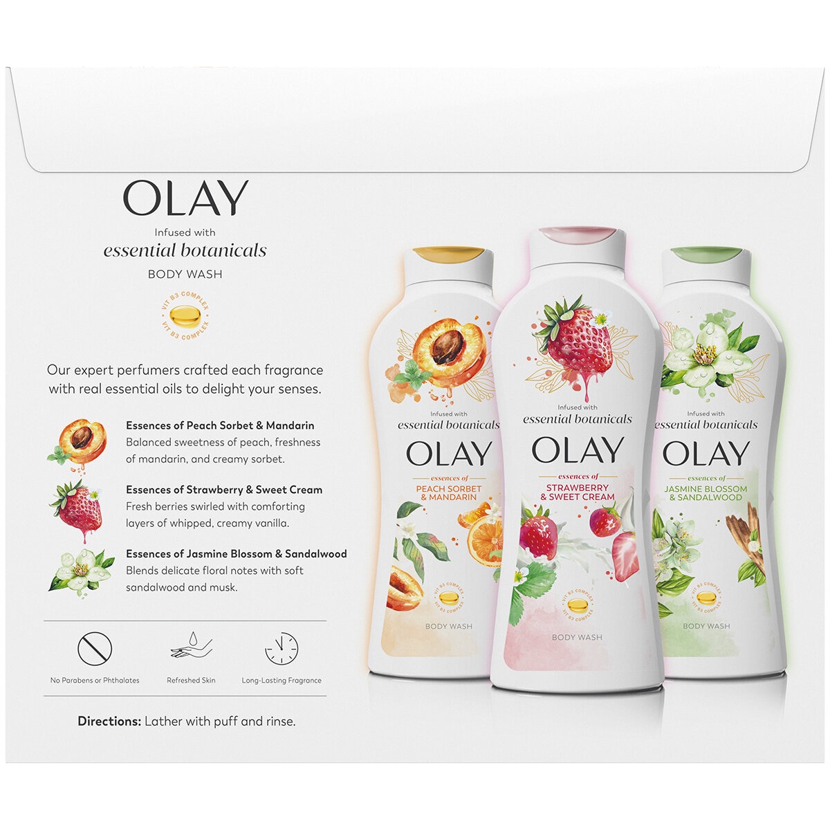 Olay Essential Botanicals Body Wash 3 x 700ml