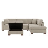 Thomasville Fabric Sectional With Storage Ottoman