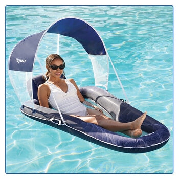 Aqua Oversized Pool Lounge With Canopy