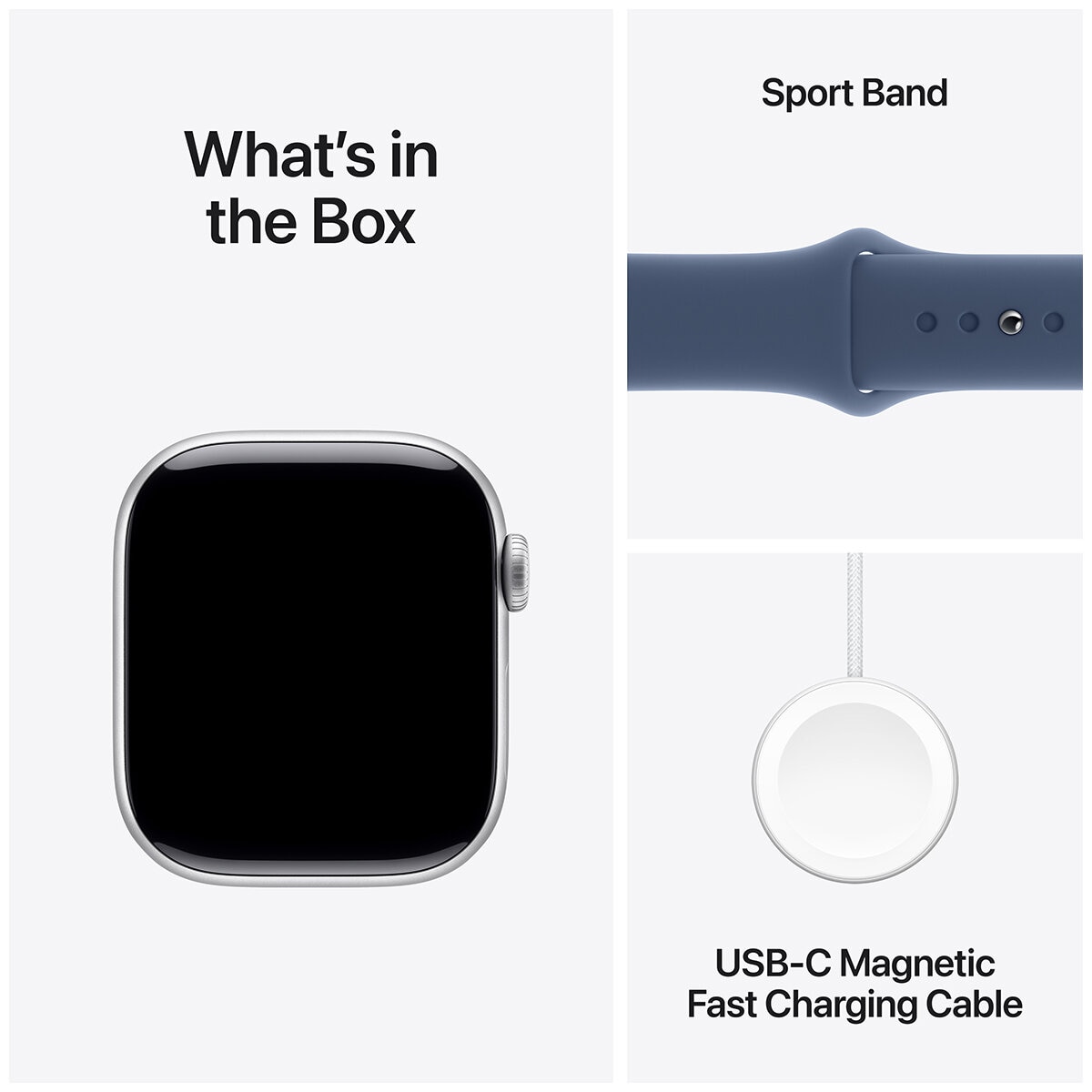 Apple Watch Series 10 GPS 42mm Silver Aluminium Case with Denim Sport Band S/M