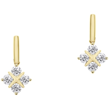 18KT Yellow Gold 0.60ctw Round Brilliant Cut Diamond Quatrefoil Cross Earrings