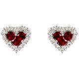 18KT White Gold 0.47ctw Diamond Ruby Heart Earrings