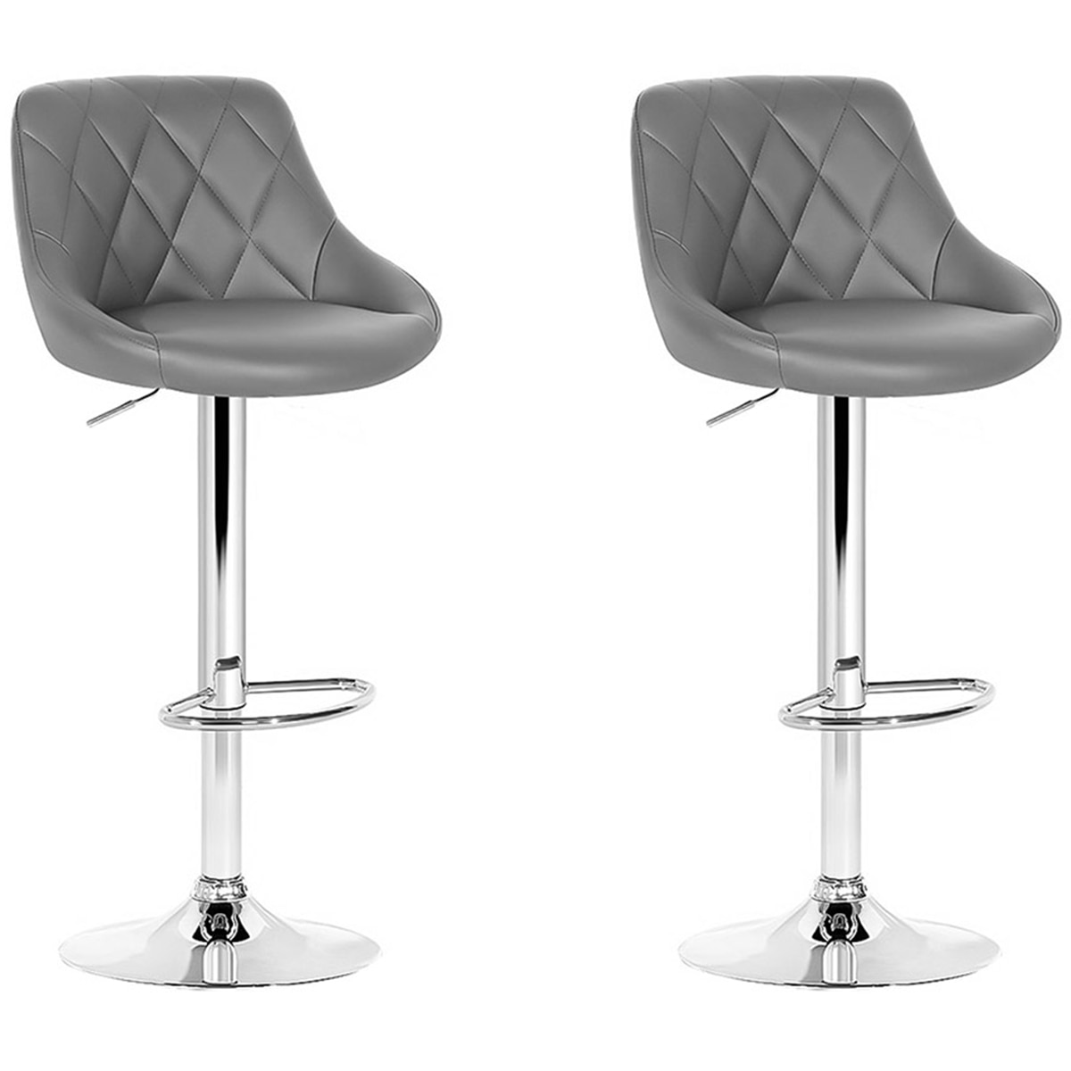 Artiss Grey Gaslift Swivel Barstool 2 pack