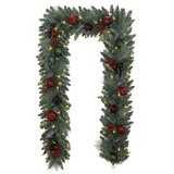 Pre-Lit Decorated Holiday Artificial Garland Red 2.7m