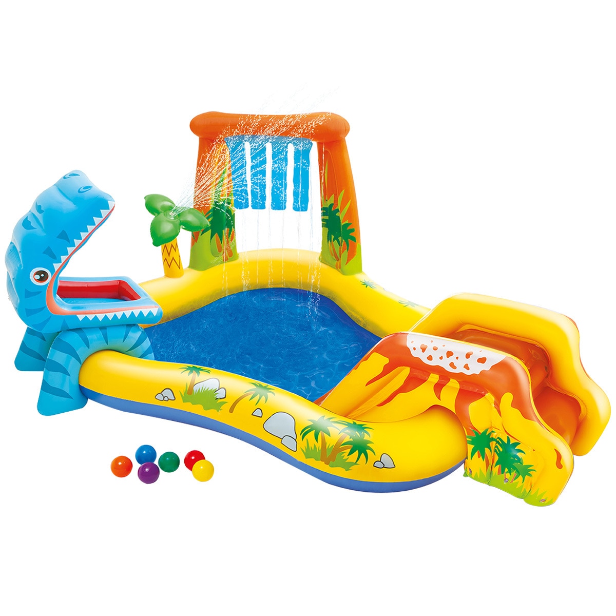 Intex Dinoland Play Center Kiddie Inflatable Pool and Dinosaur Water Splash Swimming Pool with Water Sprayers, Waterfalls, Slides, and Games並行輸入