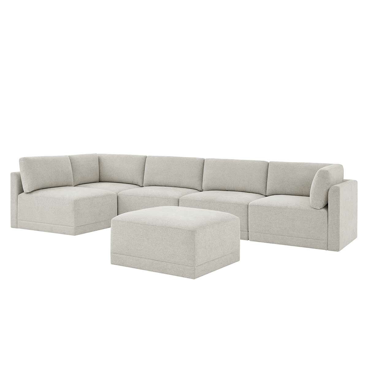Thomasville 6PC Fabric Modular Sectional with Ottoman Light Grey