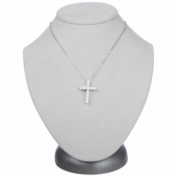 18KT White Gold 2.0ctw Round Diamond Adjustable Cross Pendant