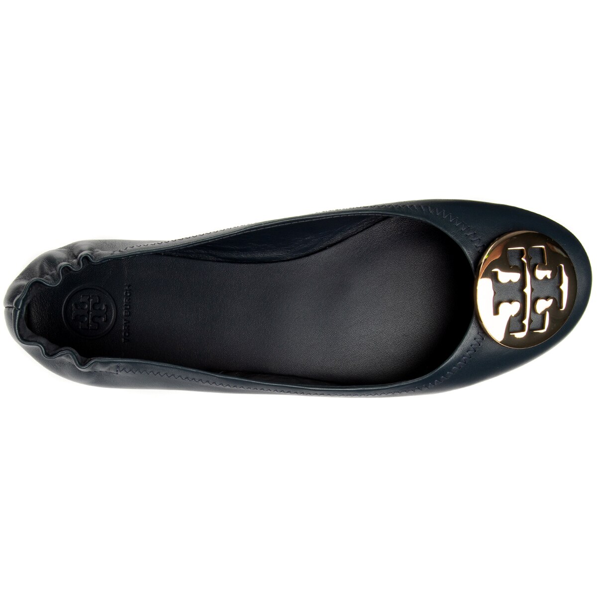 Tory Burch Minnie Travel Logo Ballerina Flats - Navy Gold