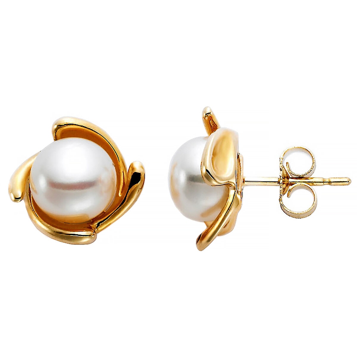 18KT Yellow Gold Cultured Freshwater Pearl Stud Earrings