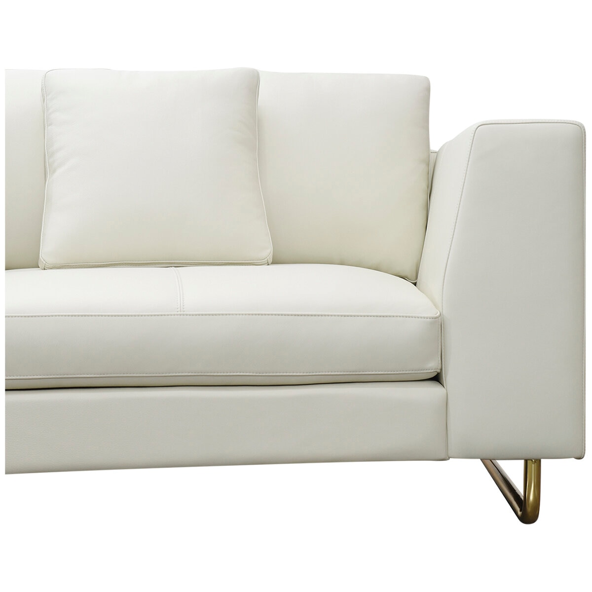 Moran Arcadia Extended Leather Chaise Sofa Meringue