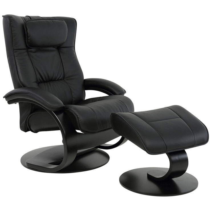 Moran Fjords Regent C-Base Large Chair and Ottoman Black