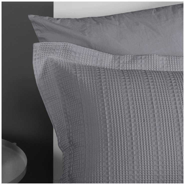 Onkaparinga Yarra Waffle King Bed Quilt Cover Set Grey