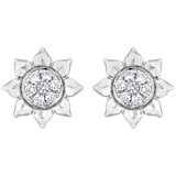 18KT White Gold 0.20CTW Diamond Sunflower Earrings