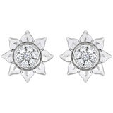 18KT White Gold 0.20CTW Diamond Sunflower Earrings