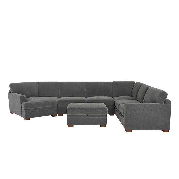 Thomasville Fabric Sectional With Storage Seats And Ottoman