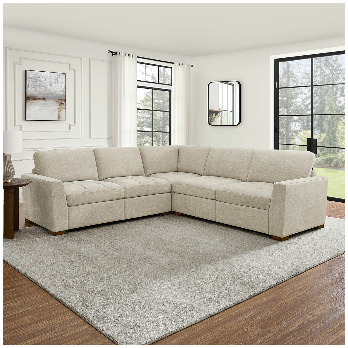 Thomasville 3 Piece Fabric Sectional with 2 Power Footrests