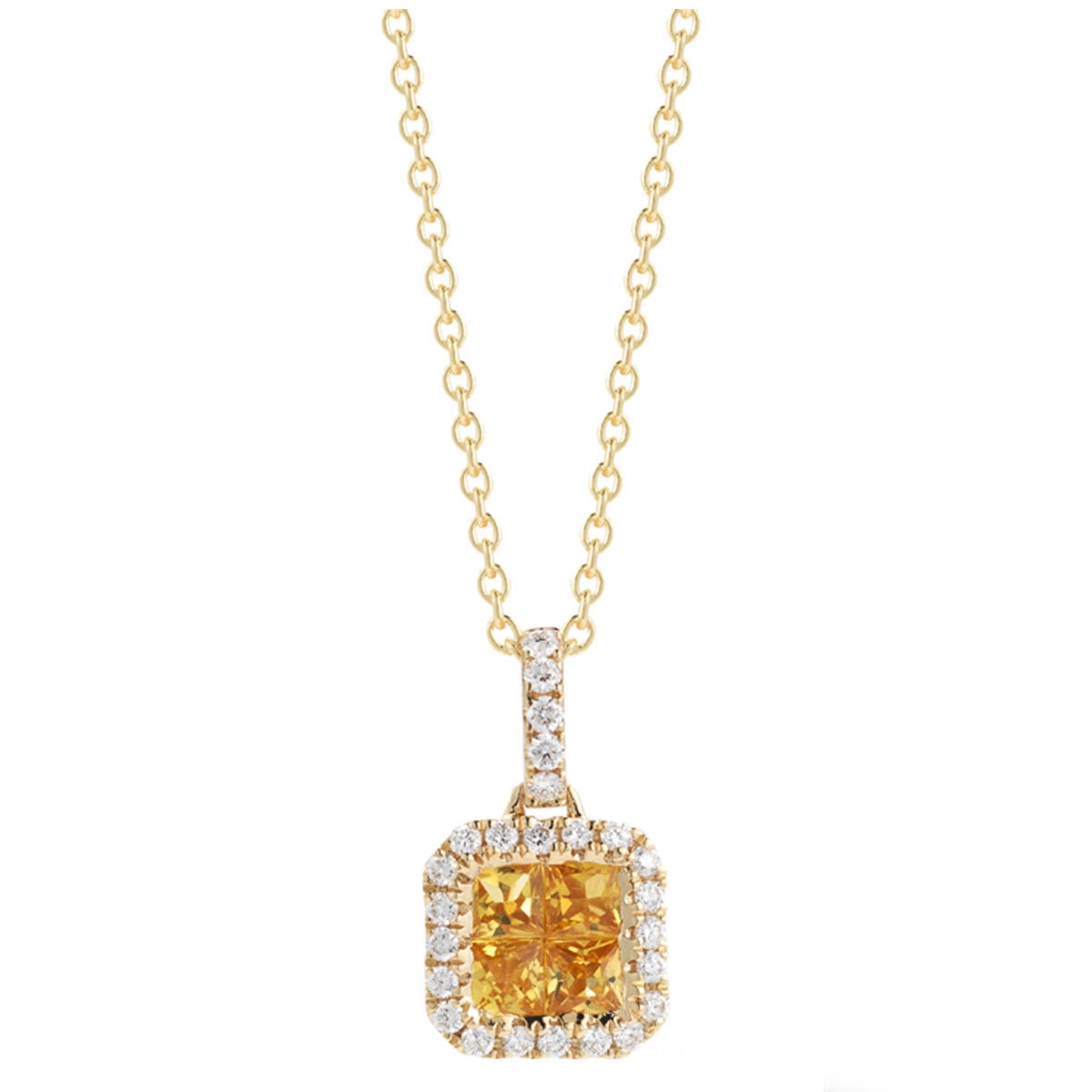 14KT Yellow Gold 0.15ctw Diamond and Yellow Sapphire Pendant