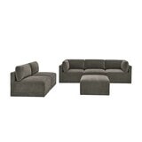 Thomasville 6PC Fabric Modular Sectional with Ottoman Grey