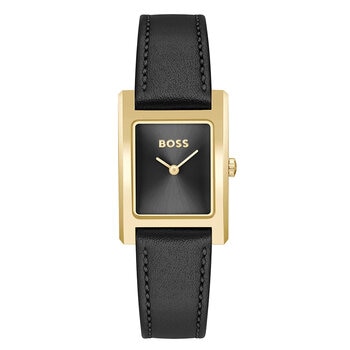 BOSS Lucy Black Leather Black Dial Women's Watch