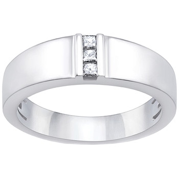 18KT White Gold 0.15ctw Diamond Men's Band