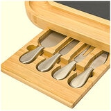 Carrara Bamboo Cheese Board With Stainless Steel Knives
