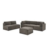 Thomasville 6PC Fabric Modular Sectional with Ottoman Grey