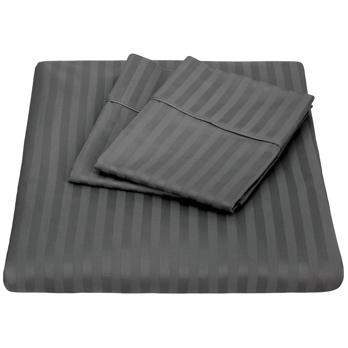 Bdirect Kensington 1200TC Cotton Sheet Set in Stripe - Single Charcoal