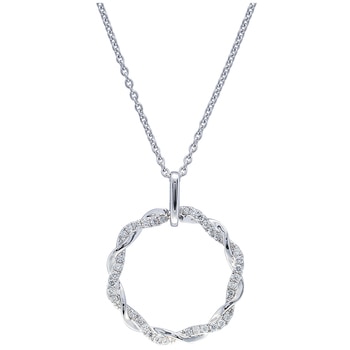 18KT White Gold Round Brilliant Cut 0.17ctw Diamond Pendant