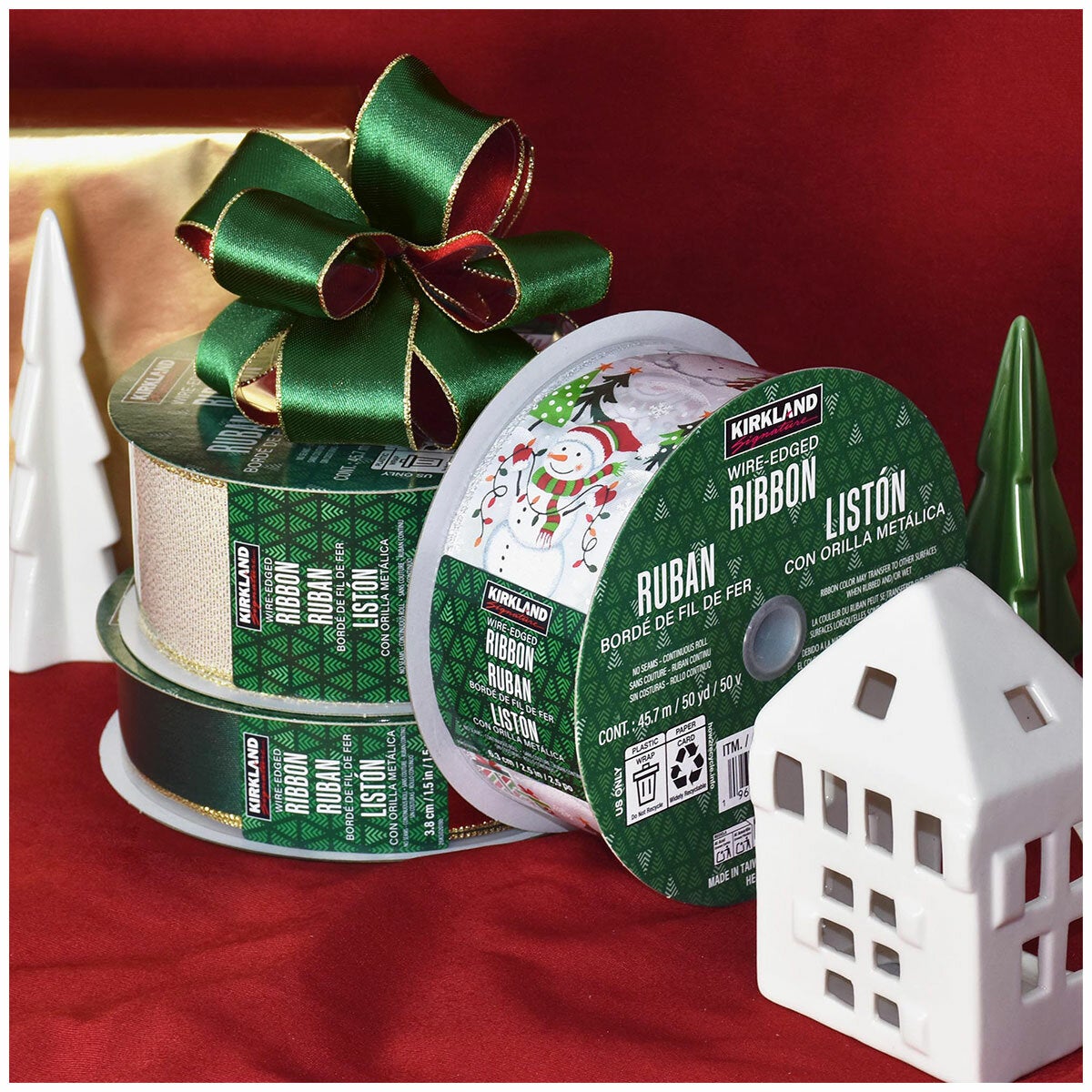 Kirkland Signature Wire Edged Holiday Ribbon 45.7m Kirkland Signature Wire Edged Holiday Ribbon 45.7m