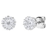 18KT White Gold 0.50ctw Diamond Cluster Stud Earrings