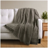 Life Comfort Reversible Cotton to Plush Throw Gray
