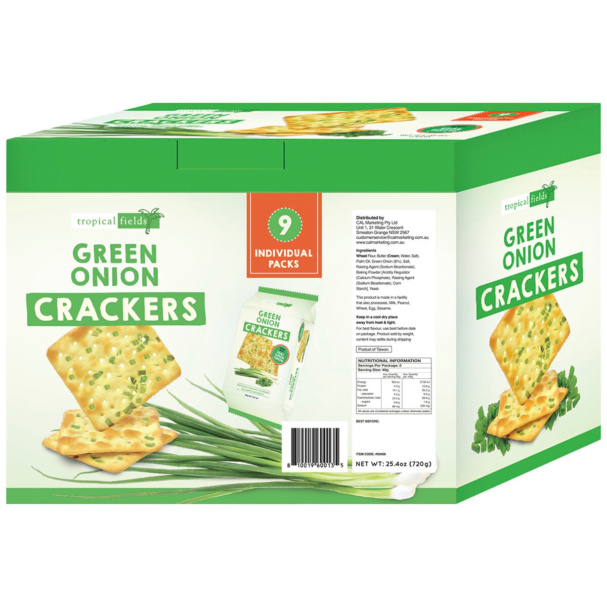 Tropical Fields Green Onion Crackers 9 x 80 gram