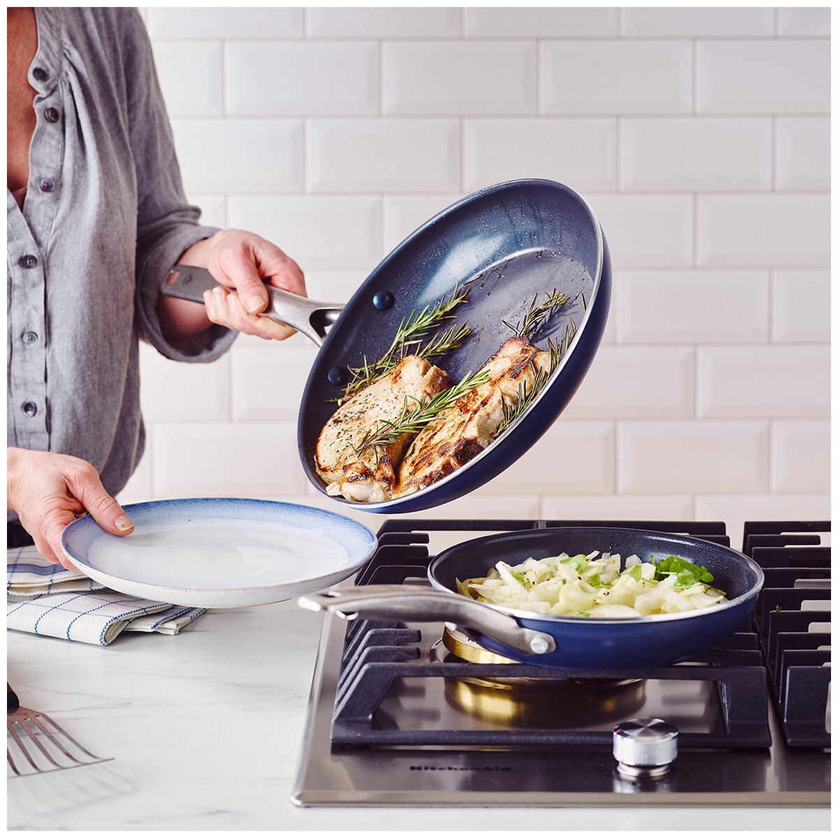 Blue Diamond Nonstick Ceramic Frypans 2 Pack