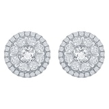 1.51ctw Dia Cluster with Halo Earrings