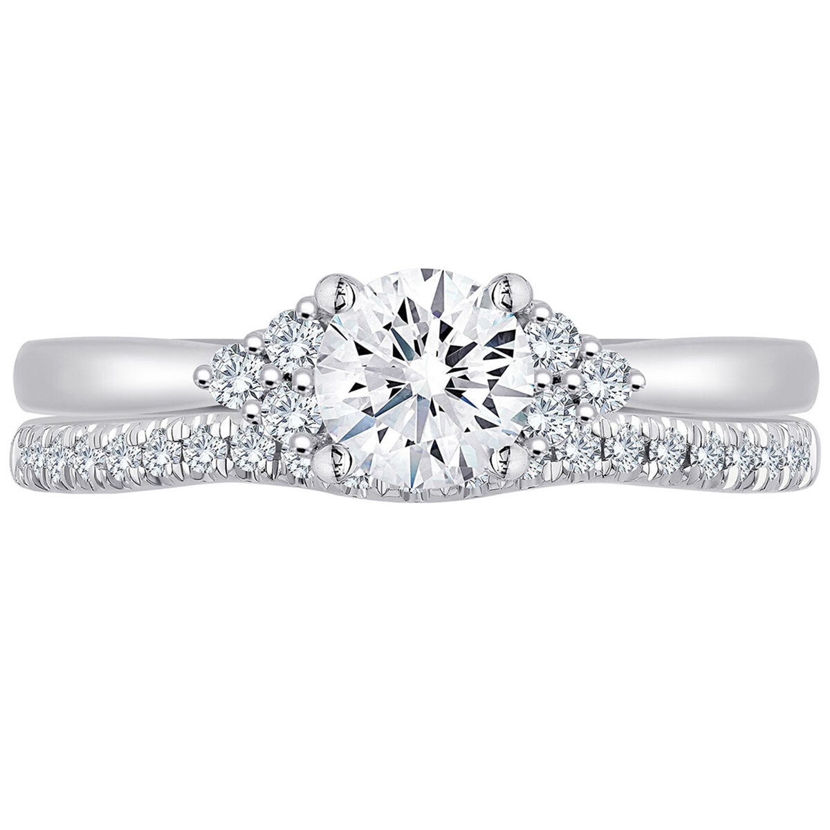 18KT White Gold 0.85ctw Diamond Bridal Set With 0.60ctw Centre