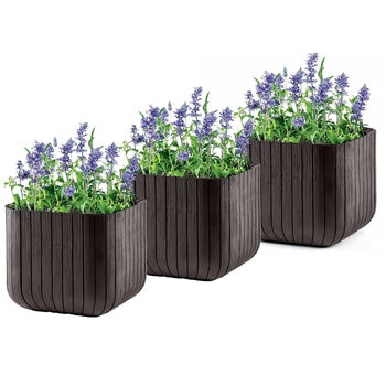 Keter Cube Planter Small Brown 3 Piece