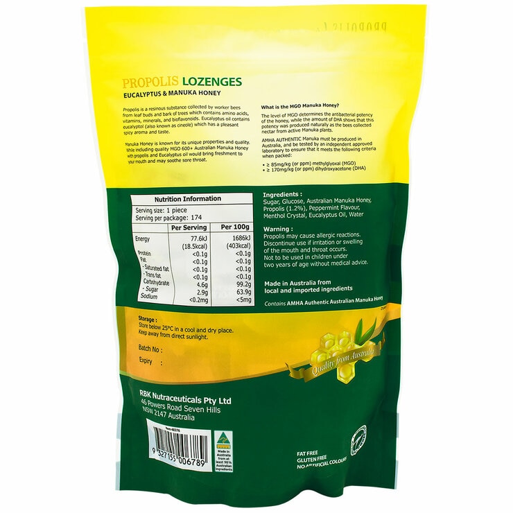 True Blue Propolis Manuka Honey And Eucalyptus Lozenges 800g
