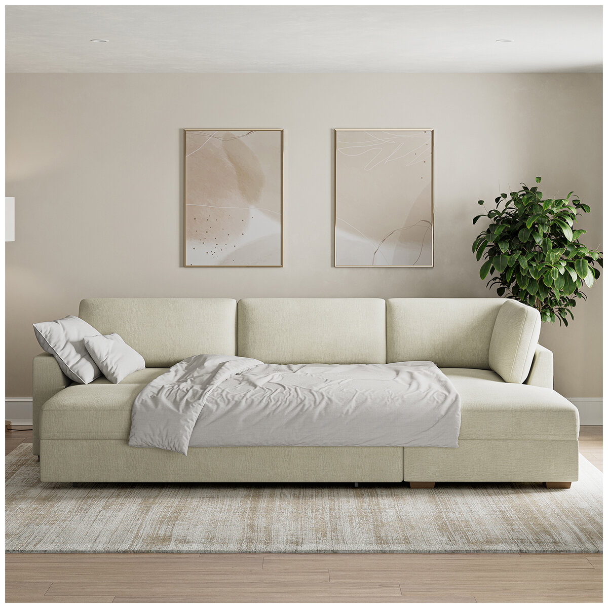 Thomasville 2 Piece Convertible Sectional With Chaise