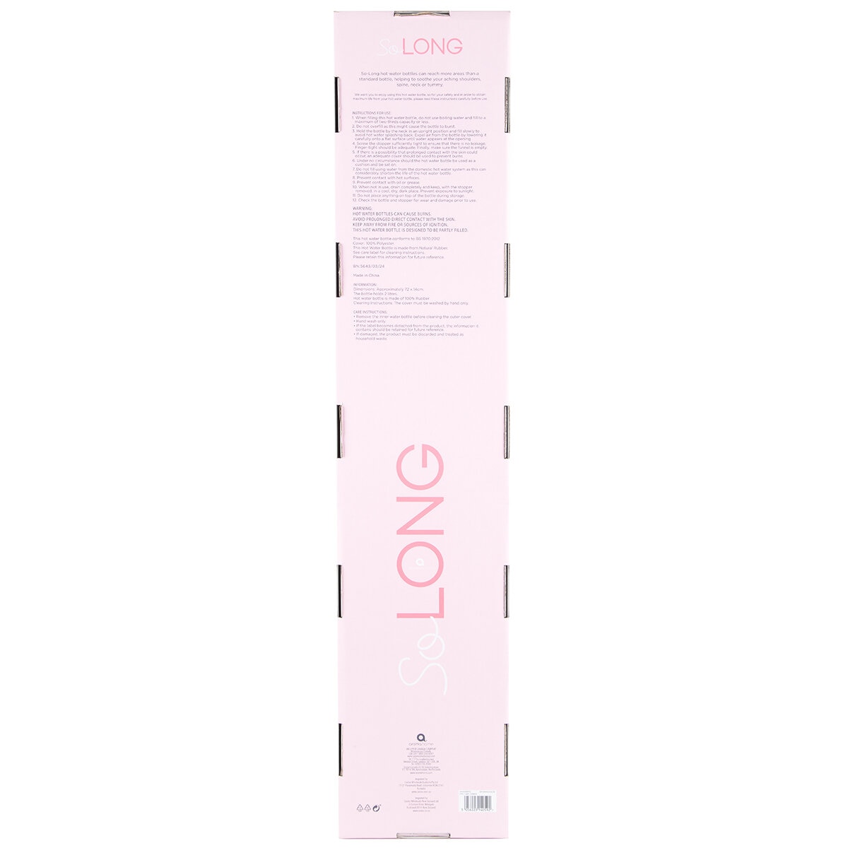 Upper Canada UKSo Long Hot Water Bottle 2L Pink Faux Fur
