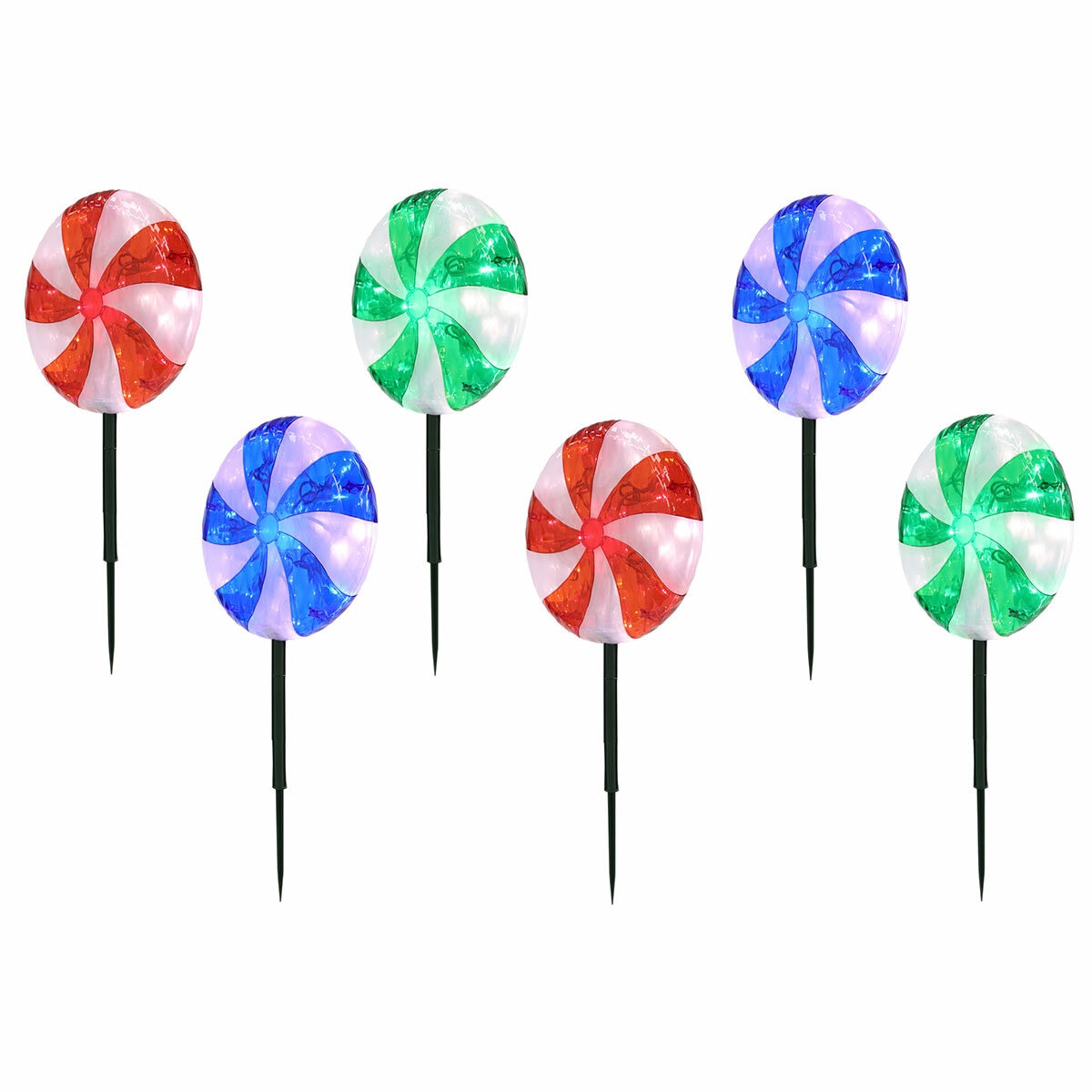 Peppermint LED Lawn Stakes 25.4cm Set Of 6