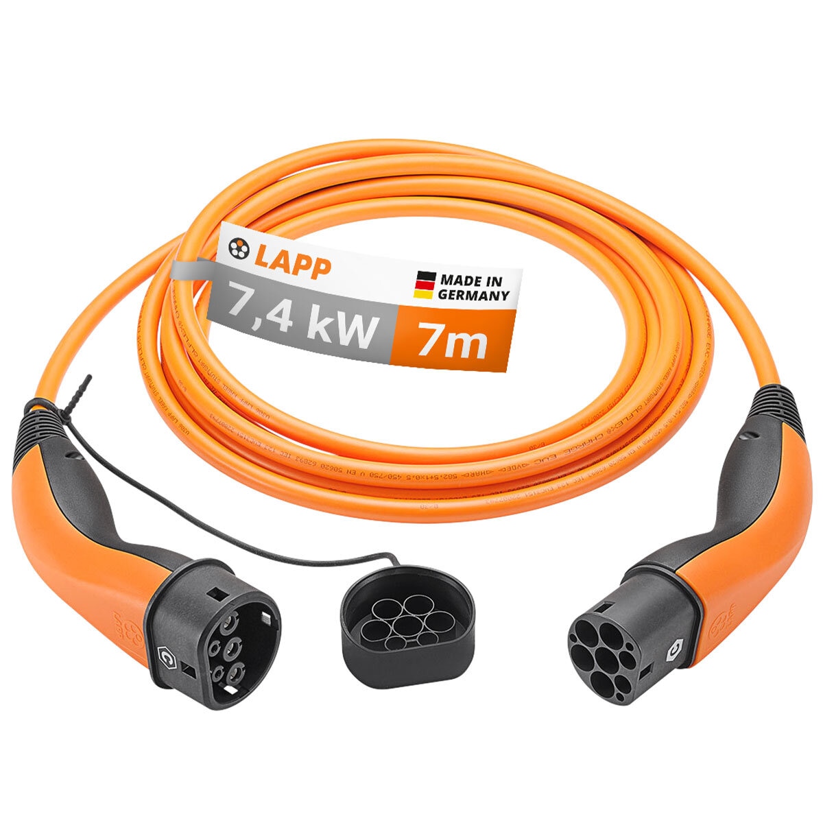 LAPP EV Charge Cable Type 2 (7.4kW-1P-32A) 7M Orange