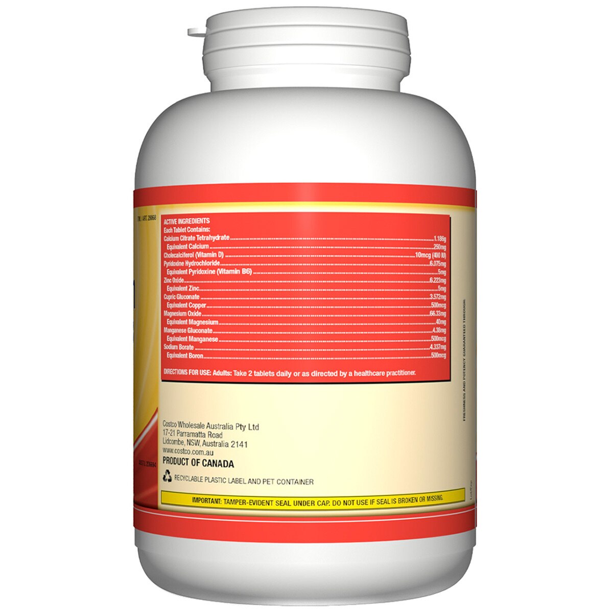 Kirkland Signature Calcium Citrate with Vitamin D3 250 Tabs Costco