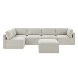 Thomasville 6PC Fabric Modular Sectional with Ottoman Light Grey