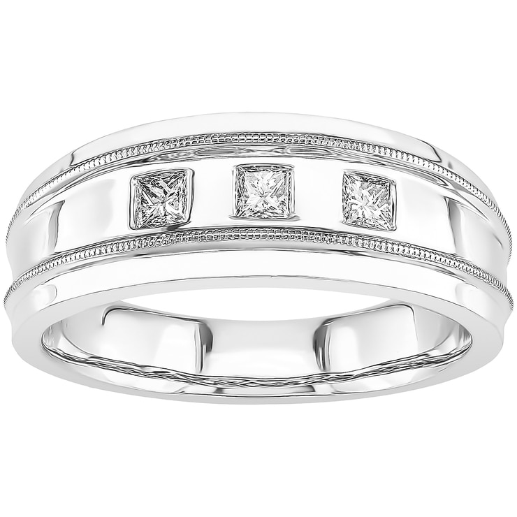 Princess Cut 0.28ctw Diamond 14KT White Gold Men's Ring | Costco Australia