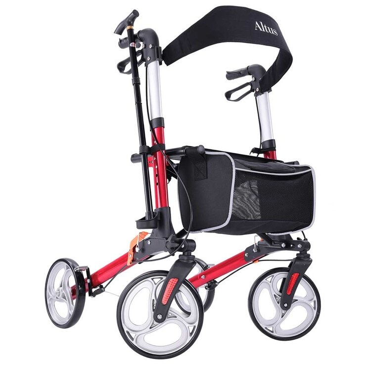 Altus Deluxe Euro Style Walker Rollator 10 Inch Wheel Red Altus Deluxe Euro Style Walker Rollator 10 Inch Wheel Red
