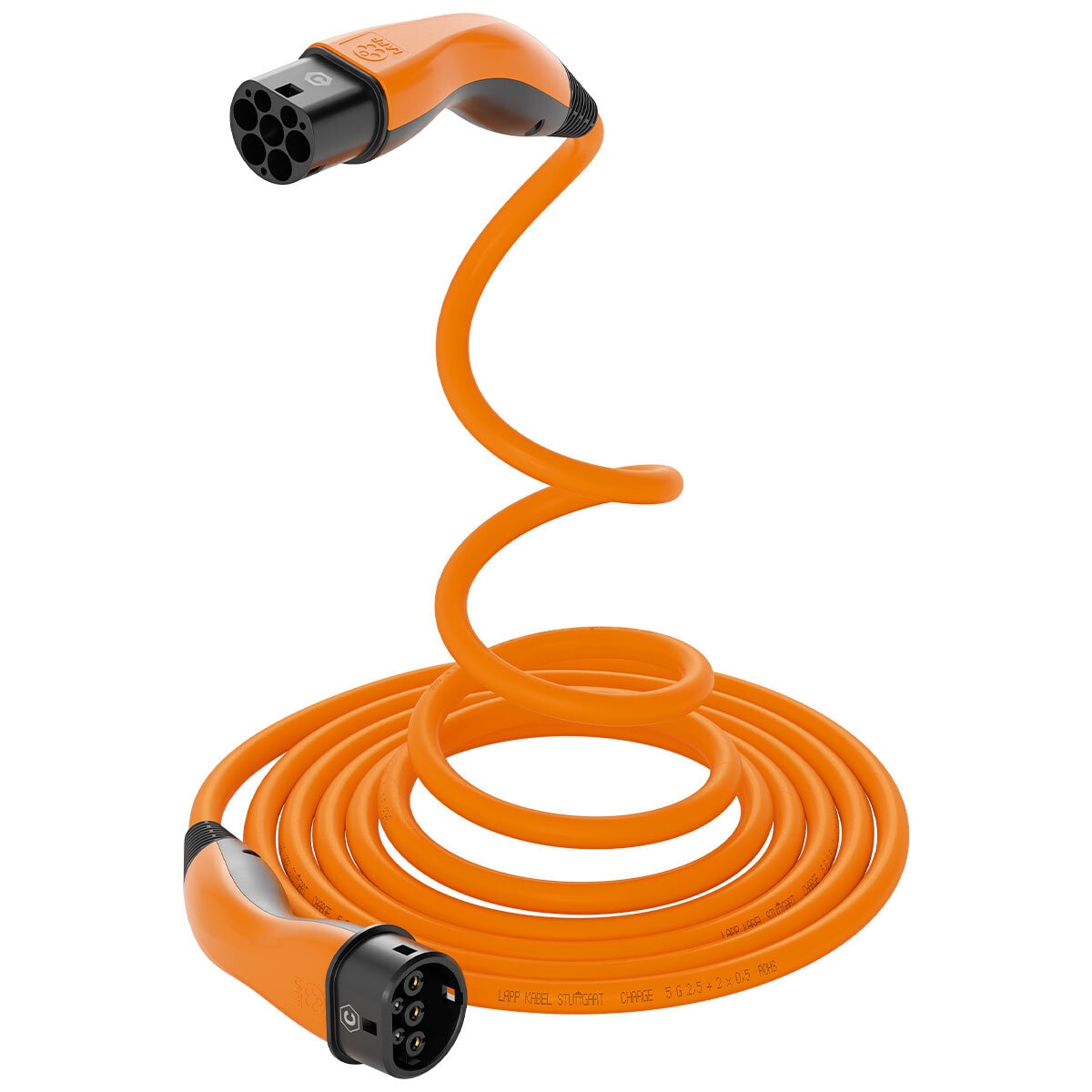 LAPP EV Helix Charge Cable Type 2 (7.4kW-1P-32A) 5M Orange/